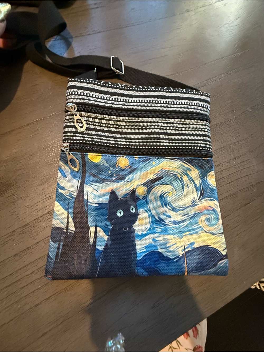 Starry Night Cat Crossbody Bag - Blue & Black